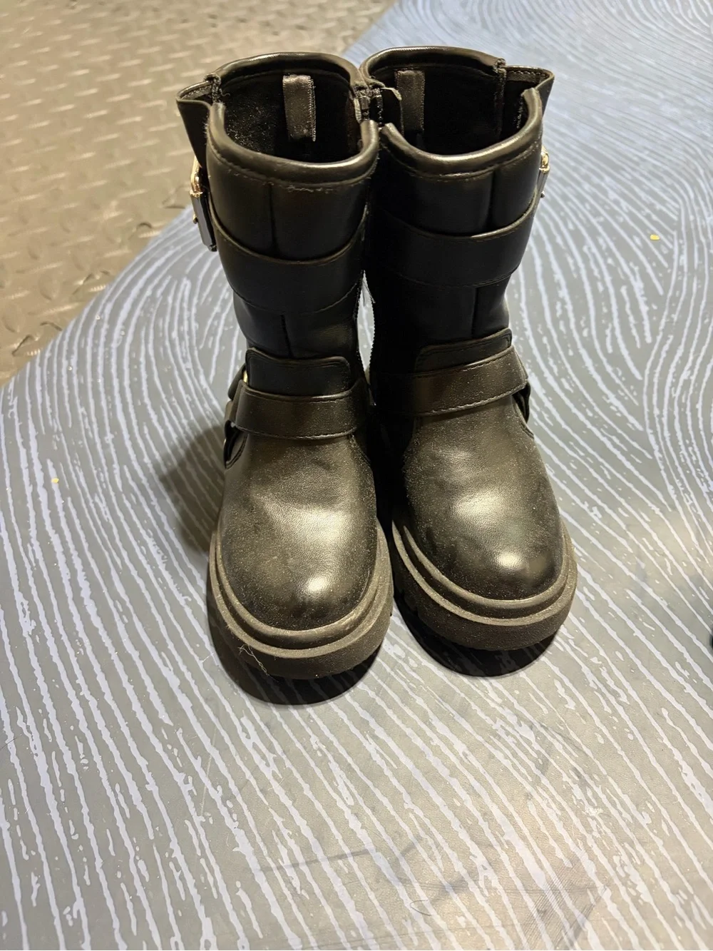GAP Black kids Buckle Strap Moto Combat Boots
